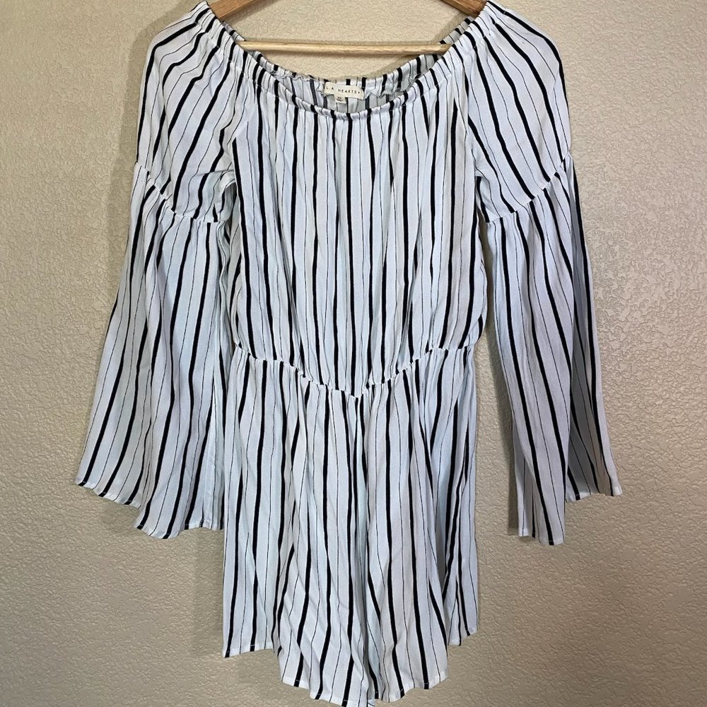 Black and White Striped Romper